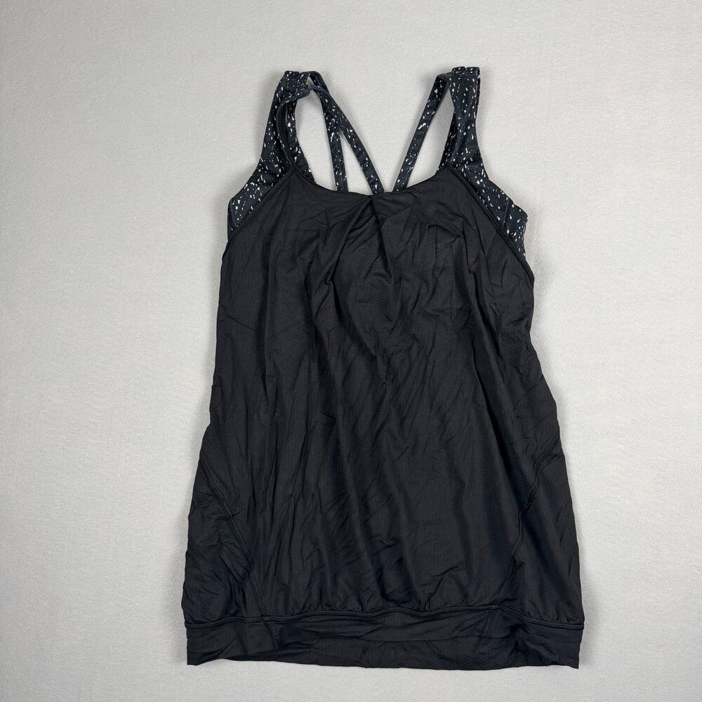 Lululemon Nouveau Limits Tank Womens 8 Black Butterfly Texture Built In Bra